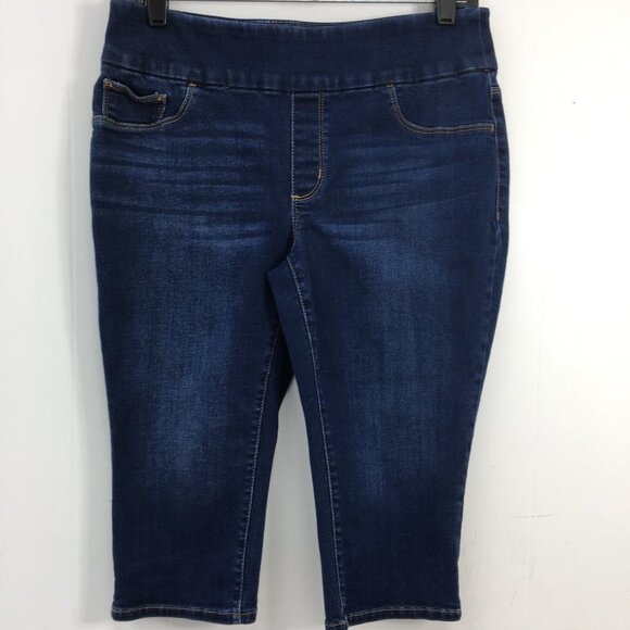 Chico's Slim Leg Capri Pull on Dark Wash Jeans Size 4P EXCELLENT Condition - Picture 1 of 5